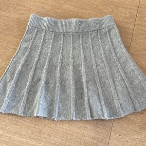 Gray Knit Pleated Skirt - girls A-Line